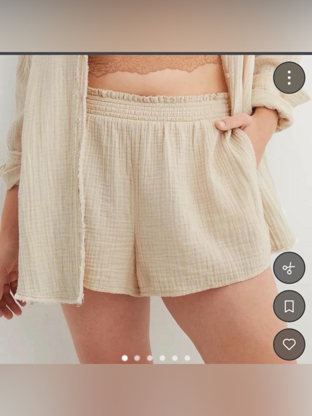 Aerie Light Cream Women’s Elastic-Waist Summer Shorts